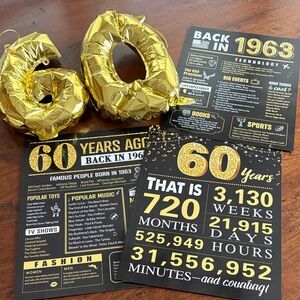 Gold 60th Birthday Party Decoration Set